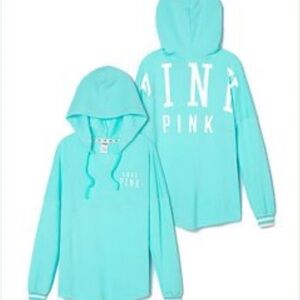 PINK Victoria's Secret Oversized Logo Turquoise Hoodie